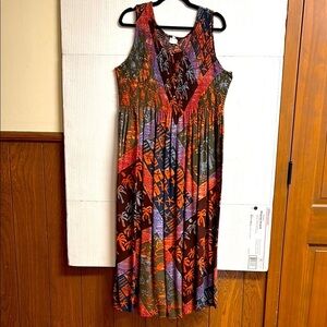 Colours Of The Caribbean Maxi Dress Empire/Baby Doll Smocking Size XXXL